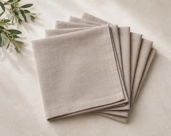 100 Pcs Natural Beige Reusable Organic Cotton Napkin, Soft washable cloth wedding napkins.