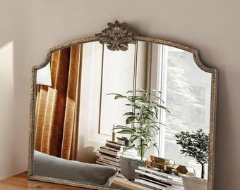 Baroque Arch Mirror 29x36 Gold Ornate Metal Frame Decorative Wall Mirror