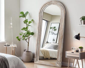 Arched Wood Frame Full Length Mirror – 71x31 Standing Dressing Mirror