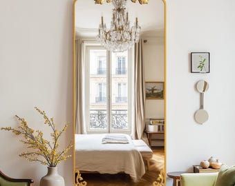 Ornate Arched Full Length Mirror: 71x28 Domed Top Carved Frame Floor Mirror