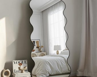 Oversized Wave Full Length Mirror: Modern Irregular Standing Dressing Mirror