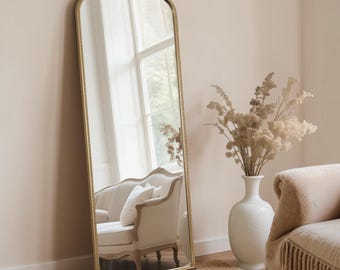 Arched Ornate Gold Full Length Mirror: 56x21 Decorative Floor Mirror