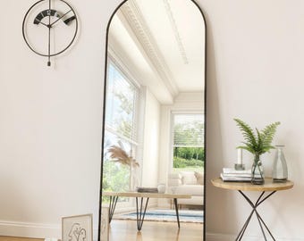 Arched Full Length Mirror with Stand, 71x27 Modern Wall Mirror