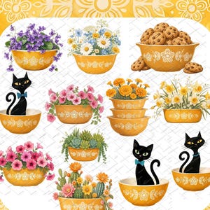 Vintage Gold Bowls With Butterfly Pattern, 27 Png Images Clip Art Graphics