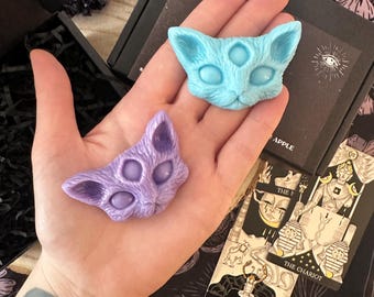 Pastillas de cera aromática Sphynx / Aroma a violeta nocturna, decoración gótica para el hogar, cera de soja (juego de 2)