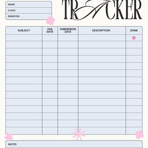 Student Assignment Tracker Printable Homework Planner Task Checklist Canva Template