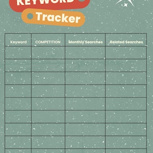 Etsy Keyword Tracker Printable SEO Research Sheet Canva Template