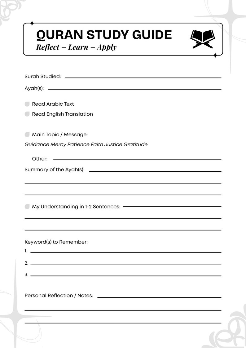 Quran Study Tracker Printable Islamic Learning Planner Canva Template ...