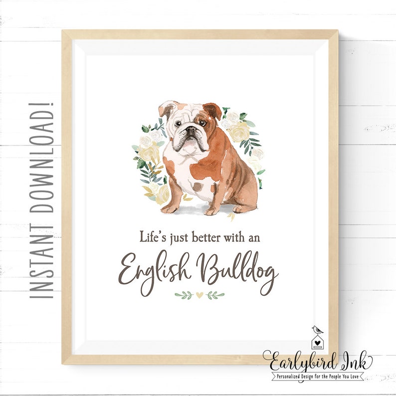 Bulldog Decor English Printable Art Image 0
