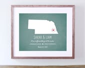 Unique Bridal Shower Gift - Personalized Chalkboard Wall Decor - Nebraska or Your Choice of State