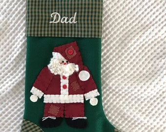 Santa Stocking, Christmas Stocking with Santa Claus,  Stocking for Dad, Stocking for Boy Personalized, Stocking with Name