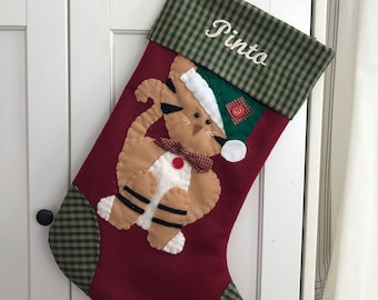Tabby Cat Stocking, Tabby Cat Christmas Stocking, Stocking for Cat, Christmas Stocking for Tabby Cat