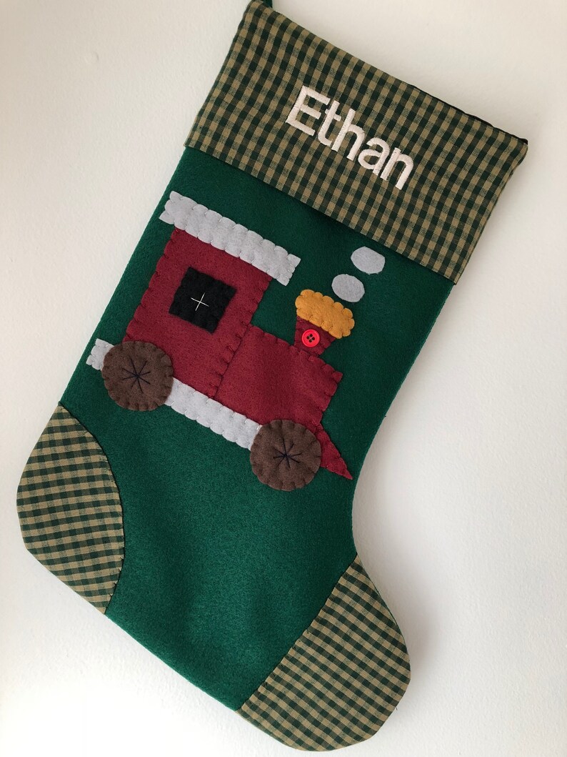 Train Stocking Stocking With Train Train Christmas Stocking Etsy