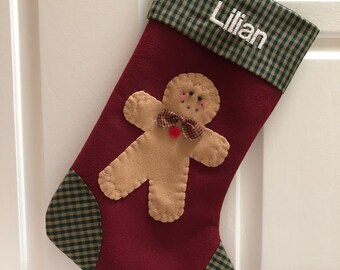 Gingerbread Man Stocking, Gingerbread Stocking, Stocking with Gingerbread Man, Stocking for Boy Personalized, Gingerbread Boy Stocking