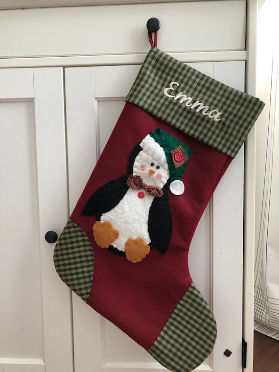 Penguin Stocking Penguin Christmas Stocking Stocking With Etsy