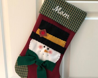 Stocking with Snowman, Stocking for Dad, Stocking for Boy, Cute Boy Stocking, Boy Stocking Personalized, Stocking for Girl, Girl Stocking