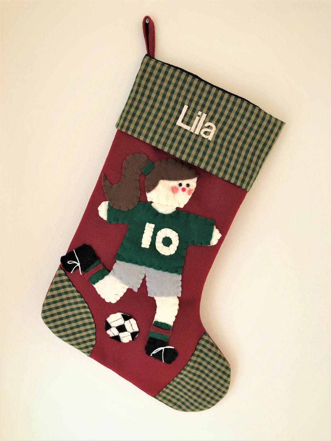 Girl Soccer Stocking Soccer Christmas Stocking Soccer Etsy