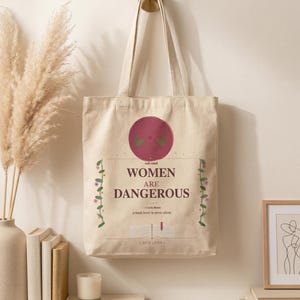 Well Read Women Are Dangerous Tote Bag, Feminist Book Lover Gift, Literary Quote Bag, Bookworm Gift for Women, Book Club Tote