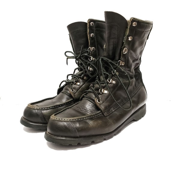 RARE Vintage 1960s Leather Combat Moto Boots 9