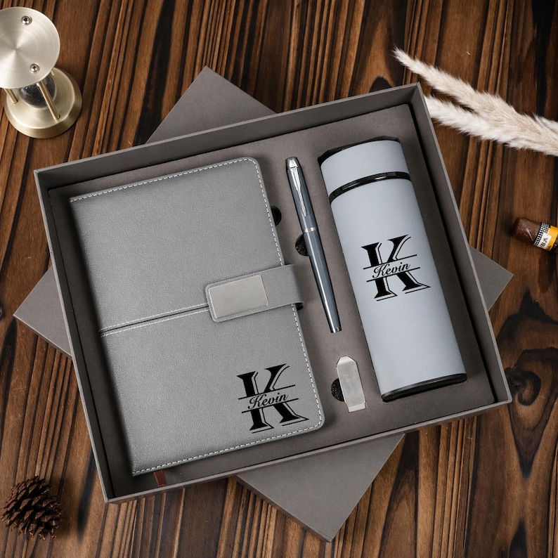 Kevin Notebook Custom Engraved Notebook With Pen, Leather Notebook Set, End of Year ...