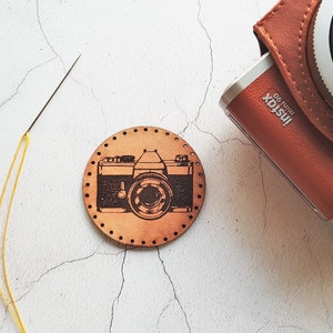 Hand-Dyed Leather Camera Patch: Photographer Gift