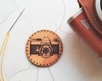 Camera Leather Patch, photographer stocking filler patch photography gift patch outdoorsy gift wildlife photographer canon camera