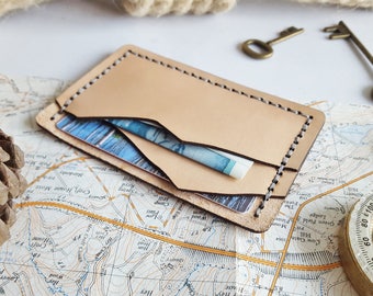 Mountain Credit Card holder, Personalised leather card holder, hand stitched wallet, fathers day gift, mountaineering boyfriend card holder