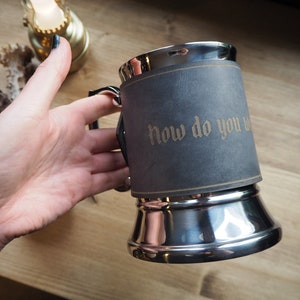 Custom Quote Leather Wrapped Tankard