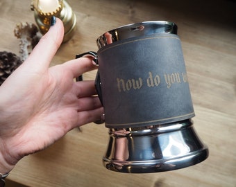 Custom Quote Leather Wrapped Tankard