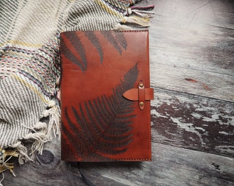 Fern Leaf Journal - Nature Inspired Leather Journal Cover - For Leuchtturm1917 Journals, Leather Notebook Slip, Custom Sketchbook Cover-BUJO