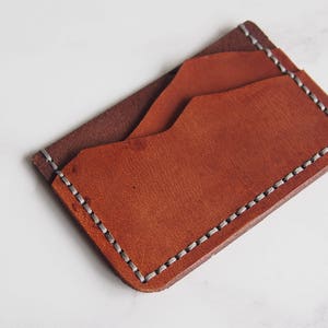 Leather Mountain Wallet, Personalised leather card holder, hand stitched wallet, fathers day gift, mountain man wallet boyfriend card holder image 3