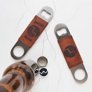 Custom Logo Bar Blade, Pick your leather and stitch colour image 2