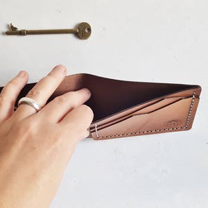 Mountain Wallet, bi fold leather credit card holder outdoorsy wallet leather custom wallet personalised card holder custom credit card case image 5