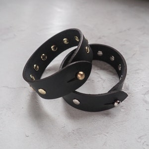 Goth Bracelet Unisex Leather Cuff Slim Studded Bracelet image 2