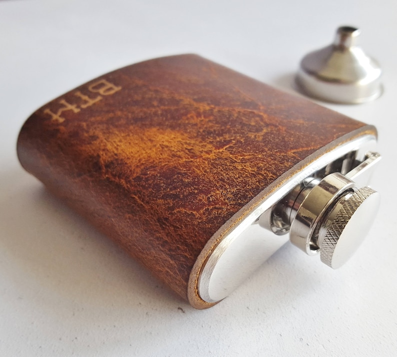 Personalised Leather Hip Flask image 3