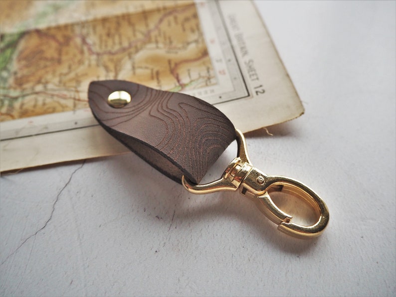 Snowdon key fob, personalised leather keyfob mountain hiking accessories mountaineering gift topography leather map keyring fathers day image 4