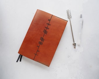 Personalised Ogham Leather Journal Cover - Secret Message Journal - For A5 Leuchtturm1917 - Personalised Journal Cover