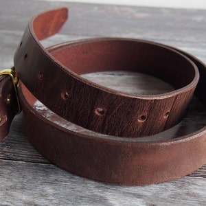 Classic Dark Brown Leather Belt Full Grain Leather Belt Unisex Belt Gift for Him & Her Boyfriend Gift Gift for Dad image 2