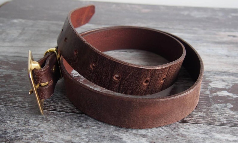 Classic Dark Brown Leather Belt Full Grain Leather Belt Unisex Belt Gift for Him & Her Boyfriend Gift Gift for Dad image 2