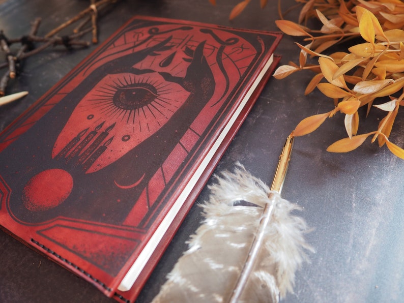 Personalised Spellbook Leather Journal Cover Witches Journal Wicca Pagan Journal For A5 Leuchtturm1917 Personalised Journal Cover 画像 2