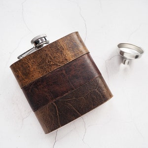 Personalised Leather Hip Flask, customised leather flask, personalized whisky flask, monogrammed hip flask for him leather anniversary gift