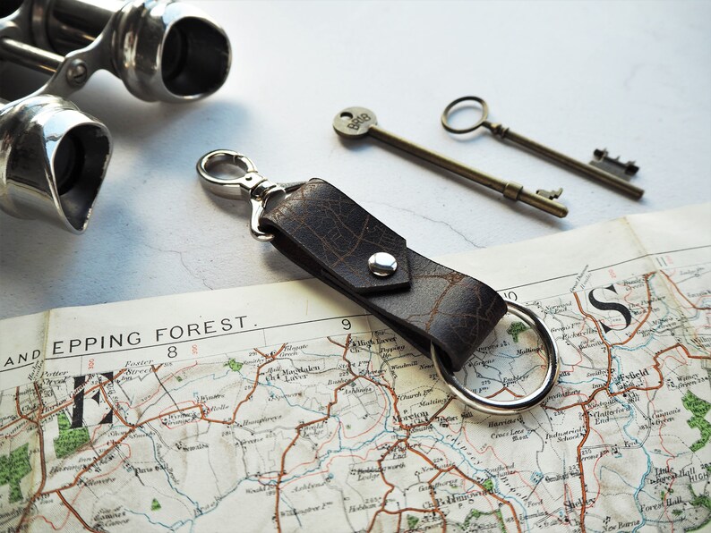 custom leather key ring road map engraved key fob leather choices boyfriend gift rustic leather new home gift Personalised Road Map key fob
