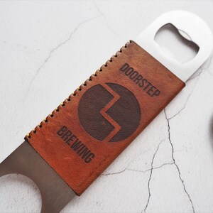 Custom Logo Bar Blade, Pick your leather and stitch colour image 5