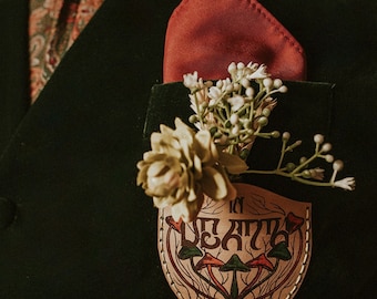 Bolsillo de ramillete de lujo - Decoración de solapa In Death - Elegante accesorio floral para eventos formales