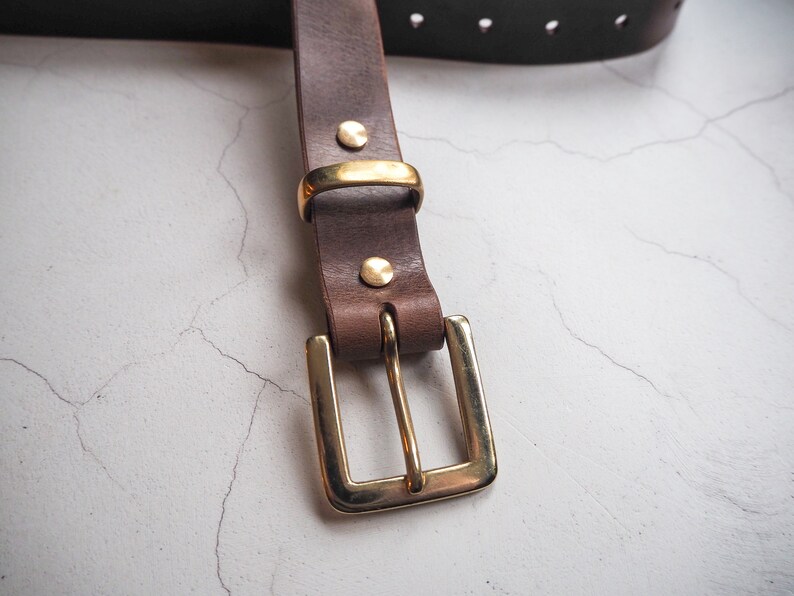 Classic Dark Brown Leather Belt Full Grain Leather Belt Unisex Belt Gift for Him & Her Boyfriend Gift Gift for Dad image 5