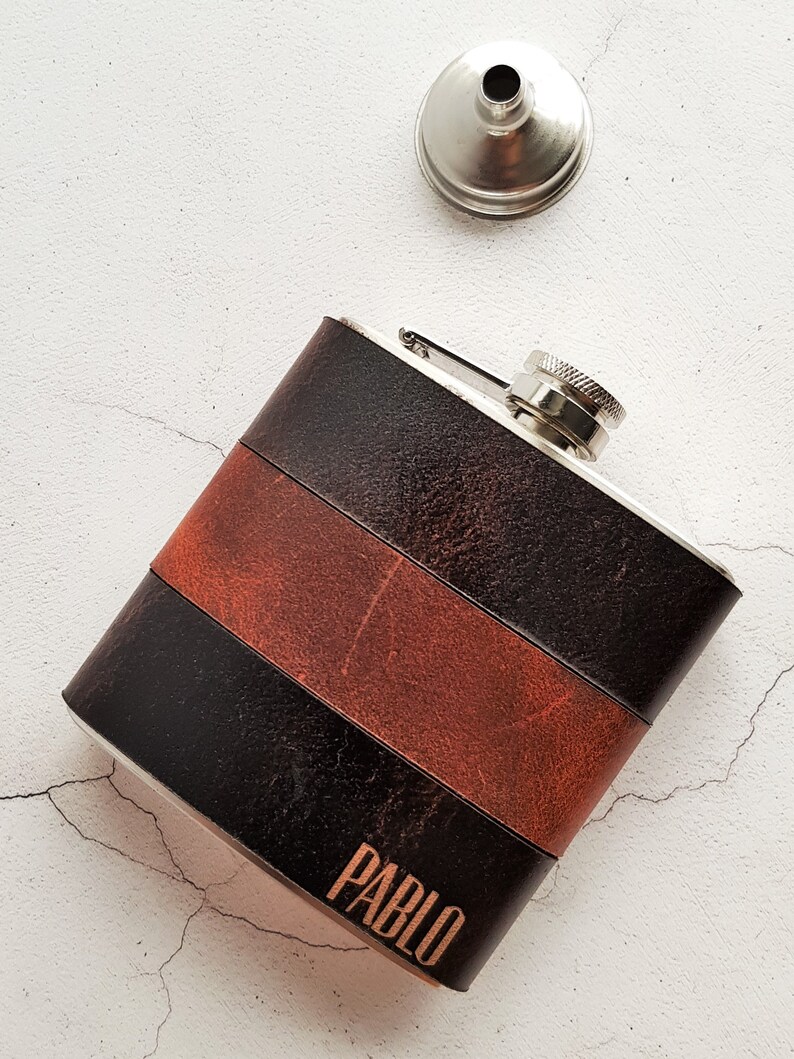 Custom Leather Flask wedding hip flask personalised fathers Etsy