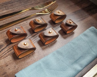 Leather Napkin Rings - The Rust Napkin Rings - Christmas Napkin Rings - Festive Napkin Rings