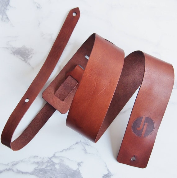 Personalized Leather Guitar Strap: Custom Logo Bass Strap, Musician Gift