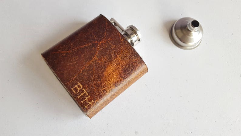 Personalised Leather Hip Flask image 4