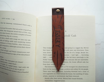 Personalised Leather Bookmark, vintage style hand made page marker